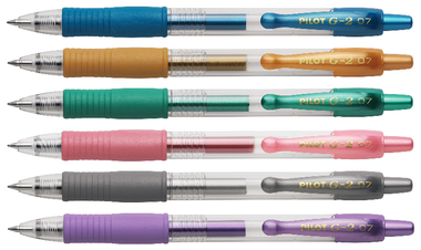 Pilot G2 Metallic Retractable Rollerball Pen Assorted Set of 6