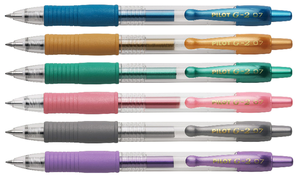 Pilot G2 Metallic Retractable Rollerball Pen Assorted Set of 6