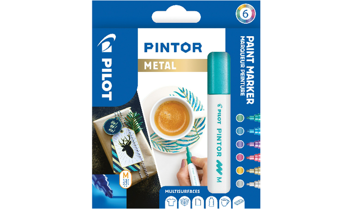 Pilot Pintor Marker Medium Assorted Wallet of 6 Metallic Colours