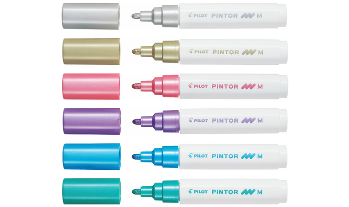 Pilot Pintor Marker Medium Assorted Wallet of 6 Metallic Colours