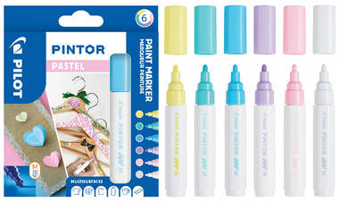 Pilot Pintor Marker Medium Assorted Wallet of 6 Pastel Colours