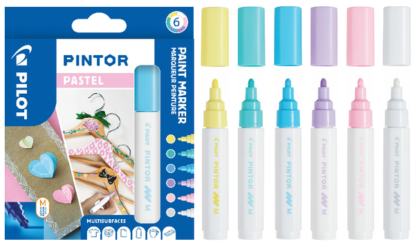 Pilot Pintor Marker Medium Assorted Wallet of 6 Pastel Colours