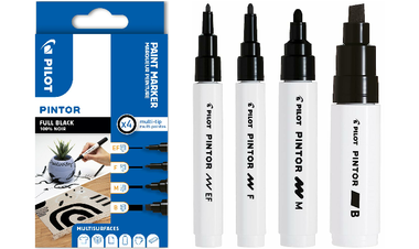 Pilot Pintor Marker Pen Black Assorted Set of 4