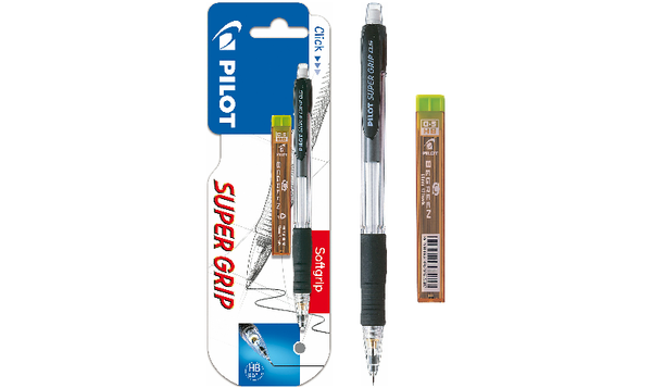 Pilot Supergrip Mechanical Pencil H185SL - Black with 12 HB Leads