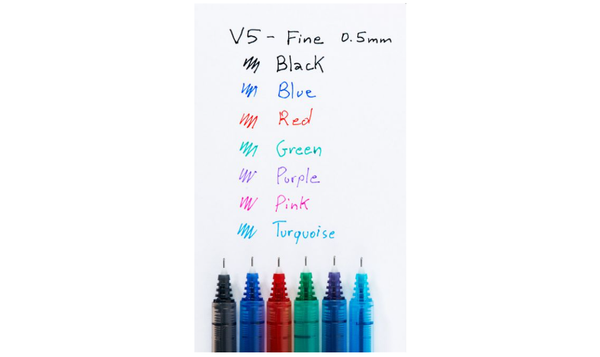 Pilot V5 Hi-Tecpoint Rollerball Pen Set of 4 (Black, Blue, Red, Green)