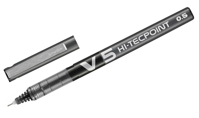 Pilot V5 Hi-Tecpoint Rollerball Pen Black Pack of 5