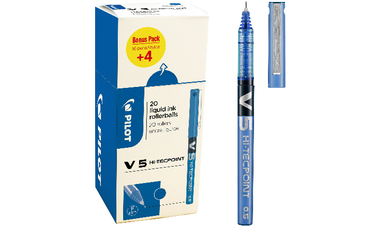Pilot V5 Hi-Tecpoint Rollerball Pen Box of 20 Blue