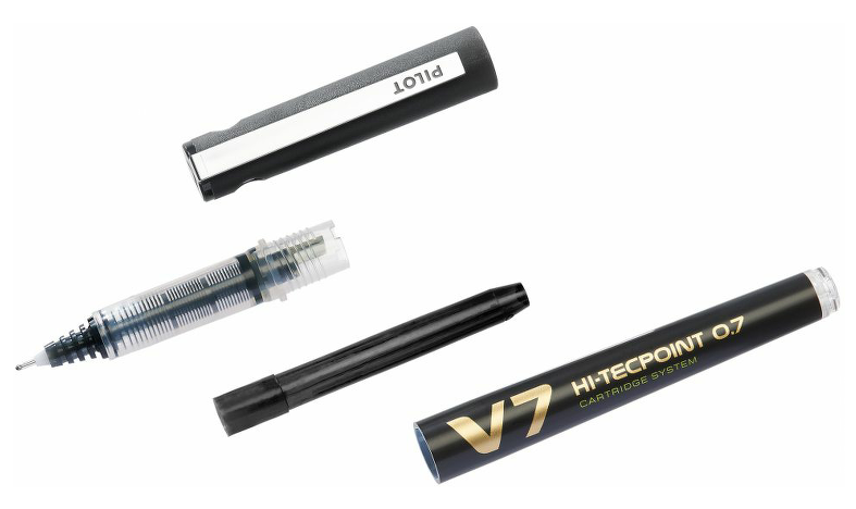 Pilot V7 Hi-Tecpoint Cartridge System Rollerball Pen with 3 Refills Black