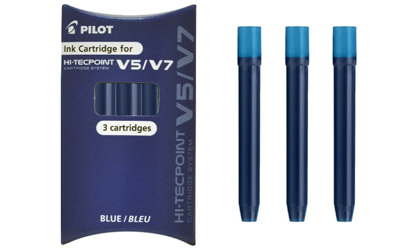 Pilot V7 Hi-Tecpoint Cartridge System Rollerball Pen with 3 Refills Blue
