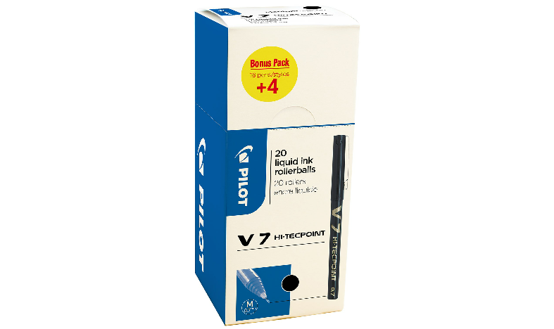 Pilot V7 Hi-Tecpoint Rollerball Pen Box of 20 Black