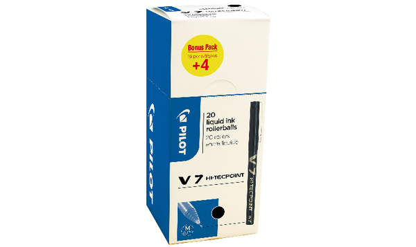 Pilot V7 Hi-Tecpoint Rollerball Pen Box of 20 Black