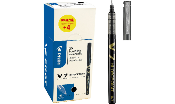 Pilot V7 Hi-Tecpoint Rollerball Pen Box of 20 Black