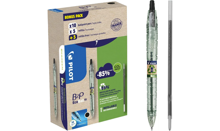 Pilot BegreeN B2P Ecoball Ballpoint Pen Medium Pen and Refill Pack Black