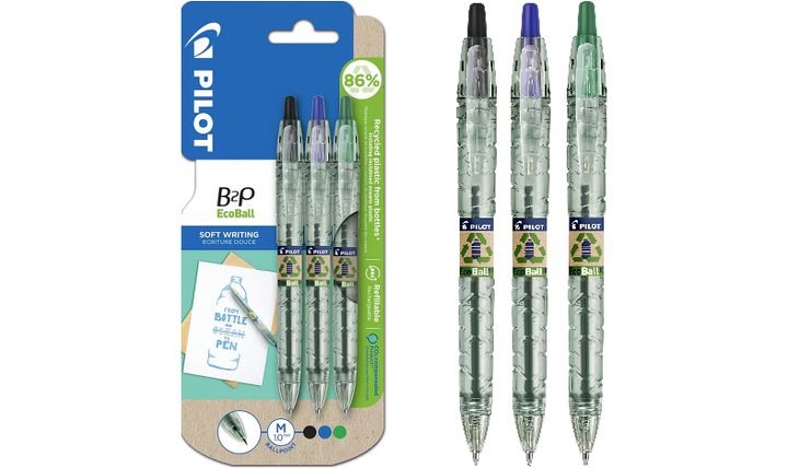 Pilot BegreeN B2P Ecoball Ballpoint Pen Medium Triple Pack (Black, Blue, Green)
