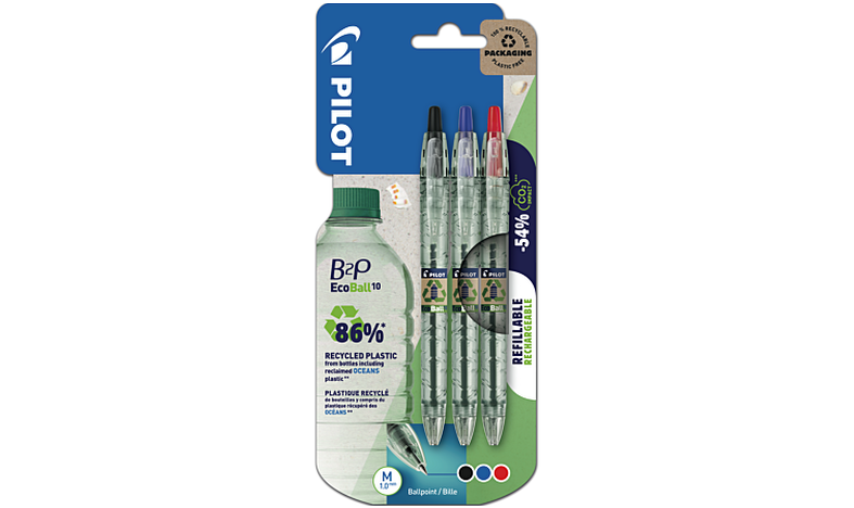 Pilot BegreeN B2P Ecoball Ballpoint Pen Medium Triple Pack (Black, Blue, Red)