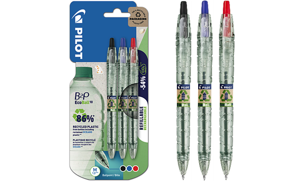 Pilot BegreeN B2P Ecoball Ballpoint Pen Medium Triple Pack (Black, Blue, Red)