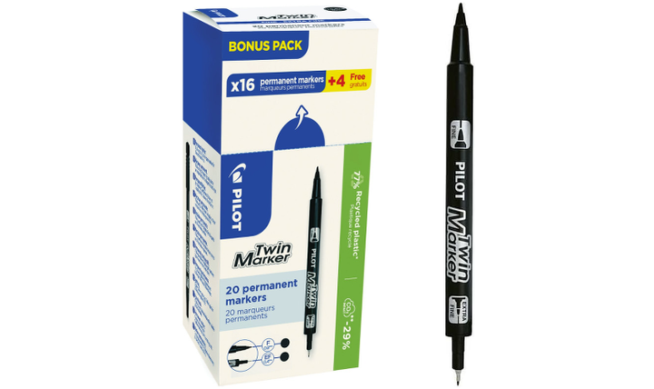 Pilot BegreeN Twin Marker Pen F/EF Black Box of 20