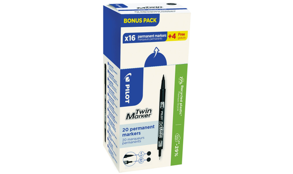 Pilot BegreeN Twin Marker Pen F/EF Black Box of 20