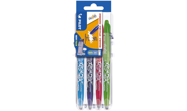 Pilot FriXion Ball Erasable Rollerball Pen Medium Set of 4 (Light Blue, Violet, Pink, Light Green)