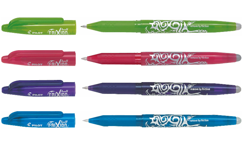 Pilot FriXion Ball Erasable Rollerball Pen Medium Set of 4 (Light Blue, Violet, Pink, Light Green)