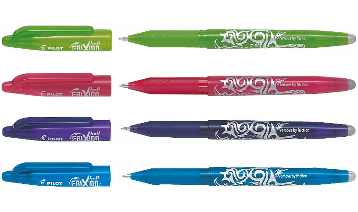Pilot FriXion Ball Erasable Rollerball Pen Medium Set of 4 (Light Blue, Violet, Pink, Light Green)