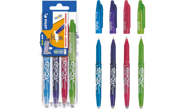 Pilot FriXion Ball Erasable Rollerball Pen Medium Set of 4 (Light Blue, Violet, Pink, Light Green)