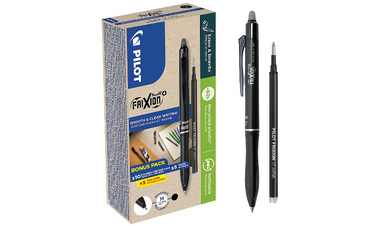 Pilot FriXion Ball Plus Rollerball Pen - Greenpack Box of 20 Black (10 Pens + 10 Refills)