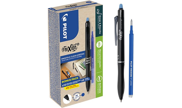 Pilot FriXion Ball Plus Rollerball Pen - Greenpack Box of 20 Blue (10 Pens + 10 Refills)