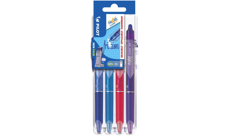 Pilot FriXion Clicker Erasable Rollerball Pen 07 Medium 4 Piece &