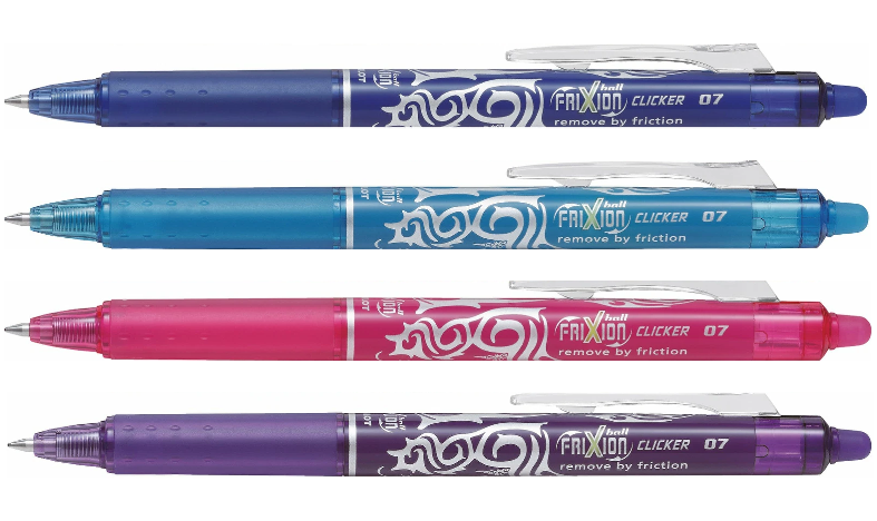 Pilot FriXion Clicker Erasable Rollerball Pen 07 Medium 4 Piece &
