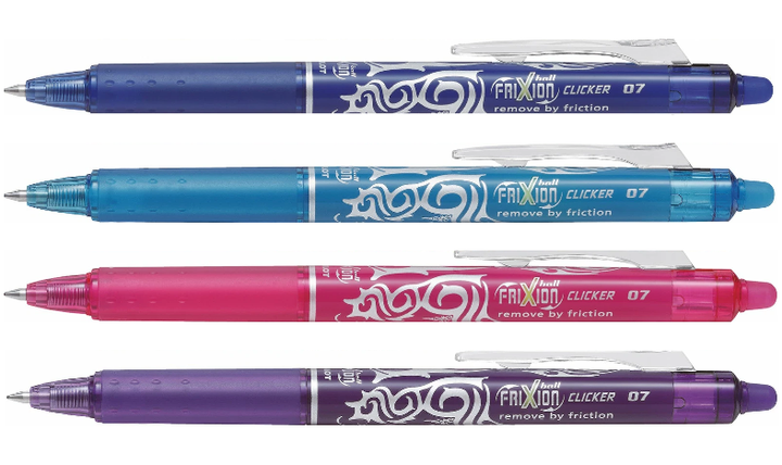Pilot FriXion Clicker Erasable Rollerball Pen 07 Medium 4 Piece &