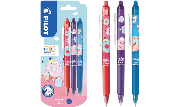 Pilot FriXion Clicker Sweet Paradise Erasable Rollerball Pen Assorted Pack of 3
