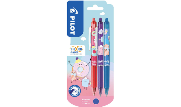 Pilot FriXion Clicker Sweet Paradise Erasable Rollerball Pen Assorted Pack of 3
