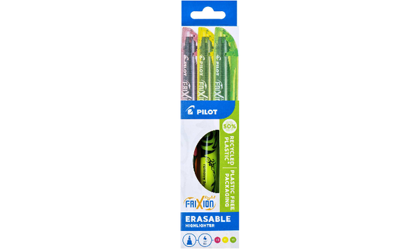 Pilot FriXion Light Erasable Highlighter Pen Wallet of 3 (Yellow Pink Green)