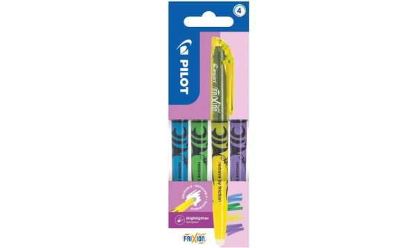 Pilot FriXion Light Erasable Highlighter Pen Wallet of 4 (Blue, Green, Yellow, Violet)