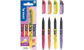 Pilot FriXion Light Erasable Highlighter Pen Wallet of 4 (Pink, Orange, Yellow, Violet)