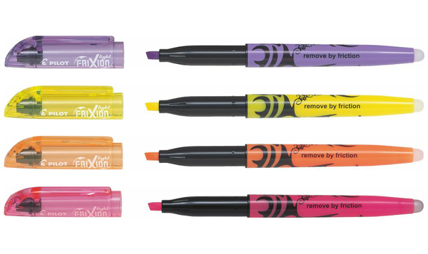 Pilot FriXion Light Erasable Highlighter Pen Wallet of 4 (Pink, Orange, Yellow, Violet)