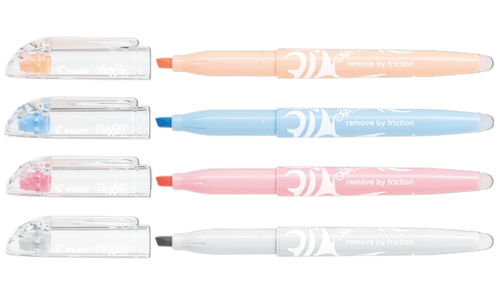Pilot FriXion Light Natural Erasable Highlighter Pen Wallet of 4 (Grey, Coral Pink, Sky Blue, Pale Orange)