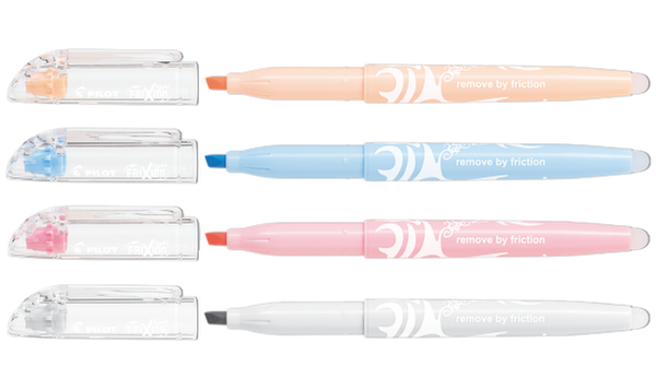 Pilot FriXion Light Natural Erasable Highlighter Pen Wallet of 4 (Grey, Coral Pink, Sky Blue, Pale Orange)
