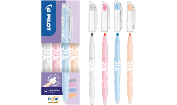 Pilot FriXion Light Natural Erasable Highlighter Pen Wallet of 4 (Grey, Coral Pink, Sky Blue, Pale Orange)