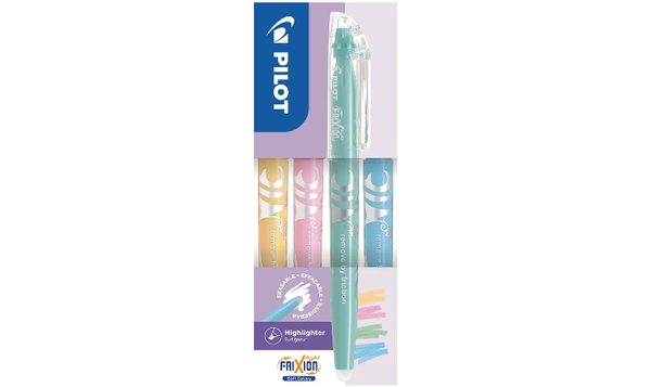 Pilot FriXion Light Soft Erasable Highlighter Wallet of 4 (Pastel Orange, Pastel Pink, Pastel Green, Pastel Blue)