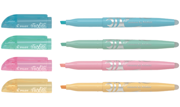 Pilot FriXion Light Soft Erasable Highlighter Wallet of 4 (Pastel Orange, Pastel Pink, Pastel Green, Pastel Blue)