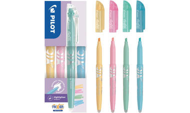 Pilot FriXion Light Soft Erasable Highlighter Wallet of 4 (Pastel Orange, Pastel Pink, Pastel Green, Pastel Blue)