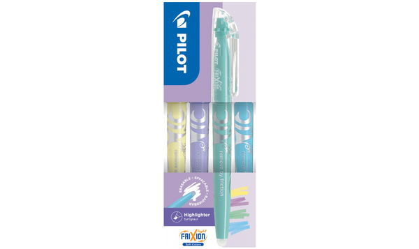 Pilot FriXion Light Soft Erasable Highlighter Wallet of 4 (Pastel Yellow, Pastel Violet, Pastel Green, Pastel Blue)