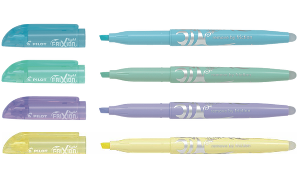 Pilot FriXion Light Soft Erasable Highlighter Wallet of 4 (Pastel Yellow, Pastel Violet, Pastel Green, Pastel Blue)
