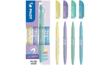 Pilot FriXion Light Soft Erasable Highlighter Wallet of 4 (Pastel Yellow, Pastel Violet, Pastel Green, Pastel Blue)