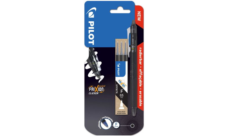 Pilot FriXion Point Clicker Erasable Rollerball Pen Black + 3 Pilot FriXion Refills