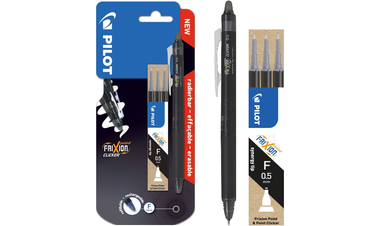 Pilot FriXion Point Clicker Erasable Rollerball Pen Black + 3 Pilot FriXion Refills