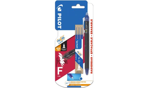 Pilot FriXion Point Clicker Erasable Rollerball Pen Blue + 3 Pilot FriXion Refills