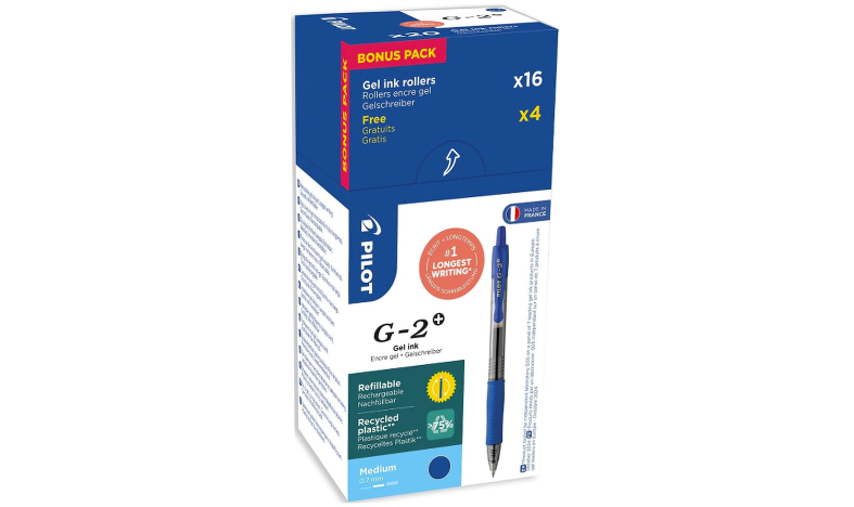 Pilot G-2 Plus BegreeN 0.7 Gel Ink Rollerball Pen Box of 20 Blue
